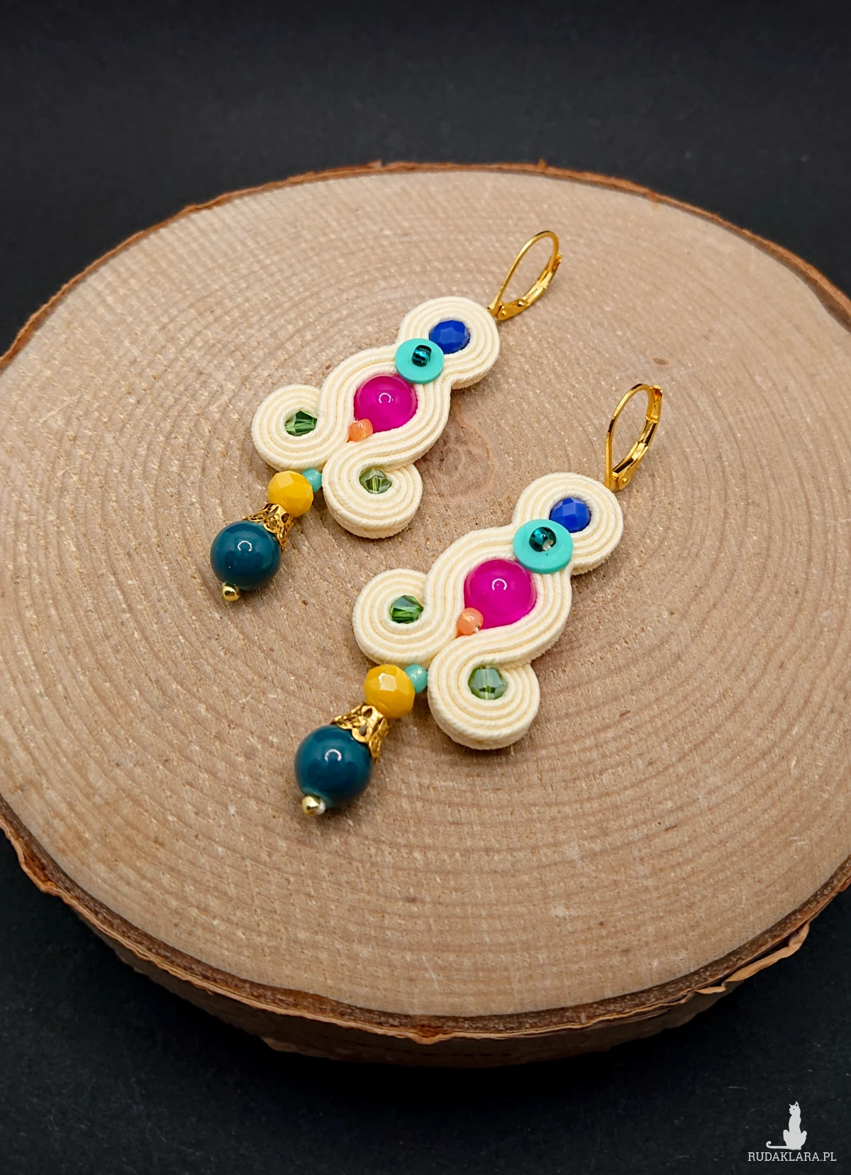 Waniliowo-kolorowe kolczyki sutasz